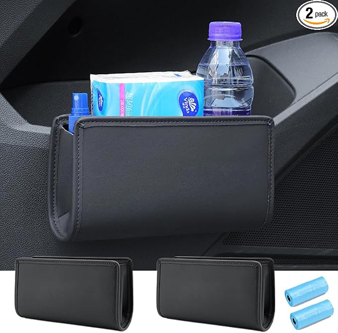 2Pcs Multifunctional Storage Box,Car Trash Can, Auto Door Side Organizer,Large Capacity Storage Bag,Back Seat Storage Pocket, Car Accessories Organizer Box(Style A)