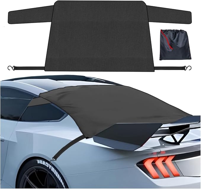 Car Windshield Snow Ice Cover, Windproof Sunshade Protector, Oxford Cloth Car Frost Window Covers, Universal Fit for Most Cars, Trucks, SUVs
