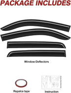 Outside-Mount Window Rain Guards Fit for 2016-2023 Toyota Tacoma Double Cab, Extra Durable Window Visors Wind Deflector Dark Smoke Vent Shades Car Tape-on with Thicker 4PCS