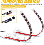 RGB LED Car Interior Bluetooth USB Light Strip, w/Wireless Remote and APP Control,4 PCS Under Dash Footwell Ambient Lights Kits, DIY Music Mode Universal for Vehicle Internal, SUV, Trucks