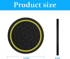 Mandark 2PCS Car Cup Holder Coasters, 2.75 Inch Non-Slip Insert Water Bottle Holder Pads, Dustproof Automotive Interior Accessories Mat, Universal for Vehicles, Trucks, RVs and More(Black/Yellow)