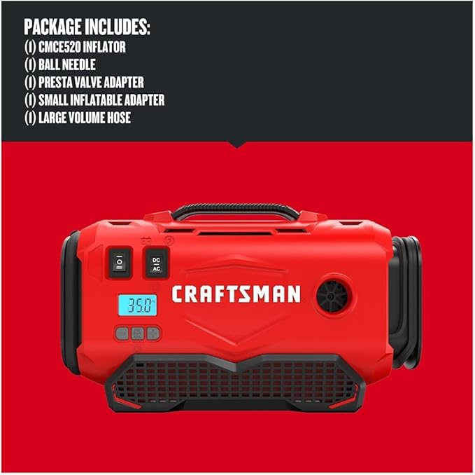 V20 Tire Inflator Portable Air Compressor, Car Air Pump, 3 Modes Tire Pump: Cordless, 120V Corded, and 12V Car Adapter, Battery Sold Separately (CMCE520B)