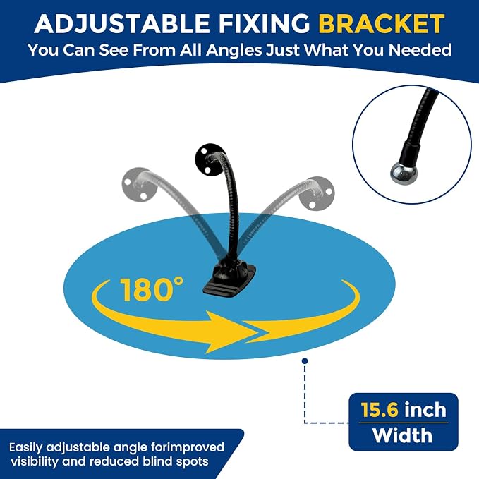 15.6in acrylic convex mirror 180° adjustable wide-angle indoor security mirror suitable for monitoring blind spots in parking lots Garage warehouses offices and traffic safety management