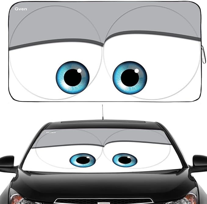 Windshield Sun Shades Car Sun Shade Protector Blocks UV Rays for Full-Size Sedan & SUV, Mid-Size SUV, Sports Cars, Wagon and Mid-Size Pickup Truck Car Accessories (Eyes-Grey, L)