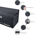 Car Trunk Organizer, Push-pull Handle, Leather Collapsible 2 Compartments Car Organizers with Lid, Car Trunk Storage Organizer, Suitable for All Kinds of Cars, SUV, Minivan (Large, Black)