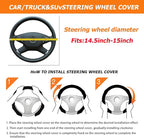 Mandark Car Steering Wheel Cover, Suede Sport Vehicle Steer Wheel Protector Fitting 15 Inch, Non-Slip Comfortable Automotive Interior Decoration Accessories, Universal for Most Cars (Red)