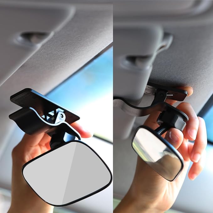 Clip On Car Baby Mirror, Adjustabe HD Glass Convex Wide Angle Interior Rearview Baby Rear Facing Mirror (Framed Rectangle, Small, 3.5" X 2.2")