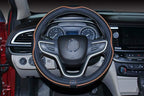 Universal Standard Size Steering Wheel Cover Anti-Slip,Safety,Soft,Breathable,Durable,Full Surround,Comfortable Grip Microfiber Leather (14.5-15 inch,Black Orange)