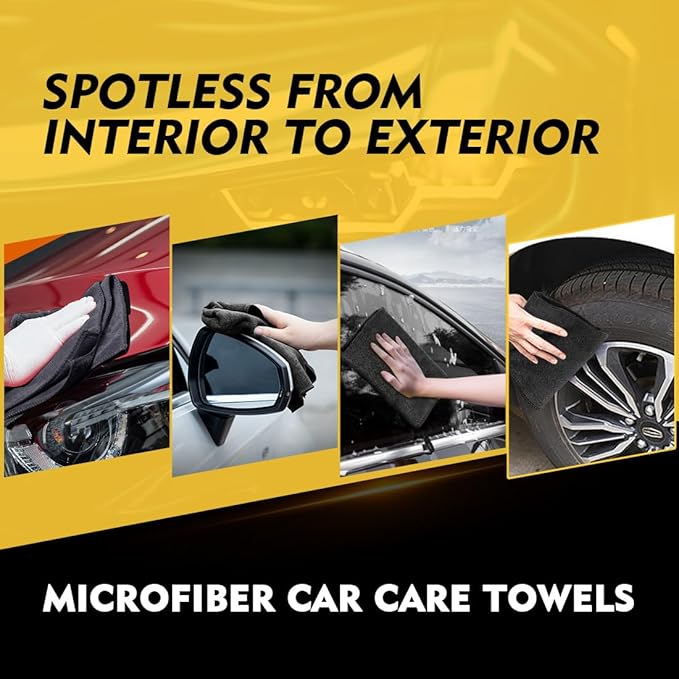 Black Microfiber Cleaning Cloth 20 Pack 11.5 x 11.5 inch Microfiber Towels for Cars Ultra Absorbent Car Washing Cloth Lint Free Streak Free Cleaning Rags for Car, Kitchen Window