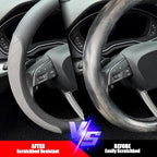 Nappa Leather Steering Wheel Cover,Elegant Diamond Checkered Design, Non-Slip wear-Resistant, Enhance Driving Comfort, Suitable for Steering Wheel Diameter 14 1/2‘-15’ Models.Black Gray