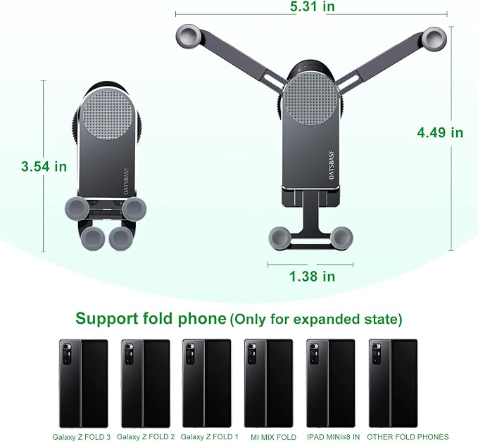 Z Fold 4 Car Mount for Dashboard Windshield Window, Aluminum 2 Mode for Samsung Galaxy Z Fold 6 5 4 3 2 Accessories and iPhone 16 15 Pro Max