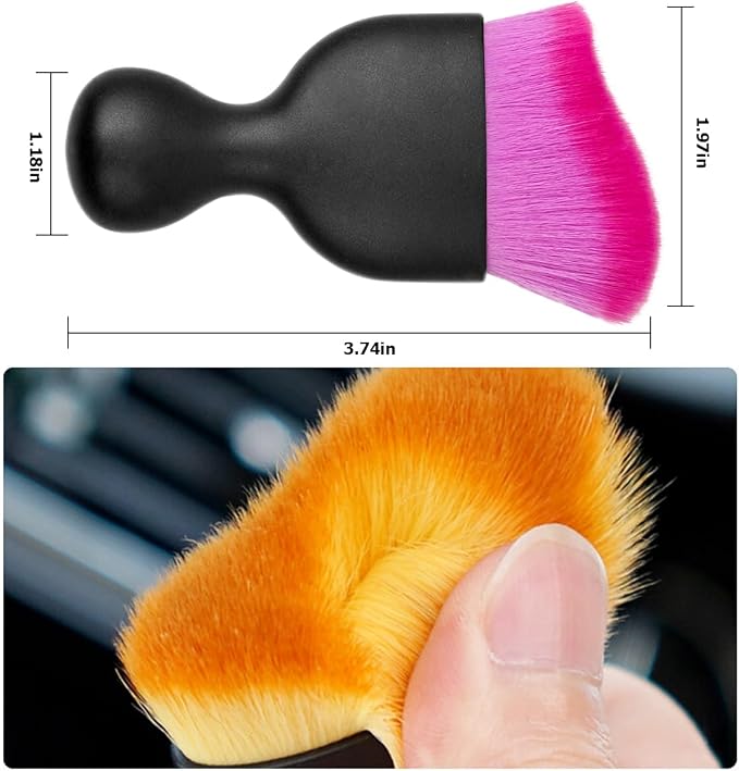 Car Interior Detailing Brush, Auto Soft Hair Cleaning Brushes, Scratch Free Curved Dirt Dust Collectors, Removal Tool for Vehicle Dashboard Air Conditioner Vents Leather (Deep Purple/1PCS)