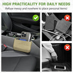 Car Seat Side Pocket Organizer, PU Leather Car Seat Gap Filler Bag, Car Seat Pocket Storage Bag for Phone, Keys, Sunglass, Wallet, Car Organizer Accessories for Seat, Door, Window (Beige)