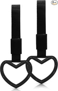 2 Pcs Heart Shaped Car Handle Strap – Drift Charm Rear Bumper Warning Ring Decor for Car Interior Exterior, Subway Bus Handle Accessory, Cute Heart Car Decor Gift for Women & Men (Black)