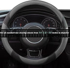 Steering Wheel Covers Gray Universal Microfiber Leather, Suitable for 14 1/2-15 inch Car Steering Wheel Cover, Breathable, Anti Slip & Odor