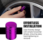 Tire Valve Stem Caps - (5 Pack) Metal Air Caps with Plastic Liner, Corrosion Resistant, Leak-Proof, Universal Stem Covers for Cars Trucks Motorcycles and Bikes - Purple