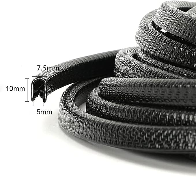 32.8ft (10m) Car Door Edge Guards Black – Rubber, No Glue, U-Shaped, Built-in Metal Clips, Fits Most Vehicles, Fade-Resistant, Scratch- and Chip-Resistant – Reduces Dings in Parking Lots