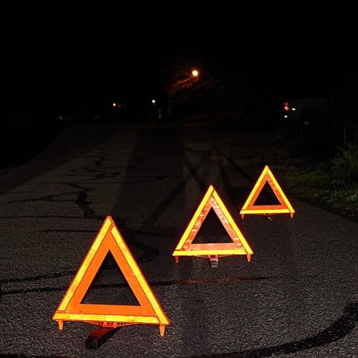 Roadside Emergency Reflective Warning Triangles with Carrying Case, DOT Approved, Weighted Base, 3 Pack, F3TK