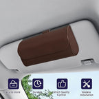 Sunglasses Holder for Car Sun Visor, Sunglass Organizer for Car, Magnetic Leather Eyeglasses Protective Storage Case, Waterproof Glasses Organizer Visor Accessories for Vehicles (Brown)