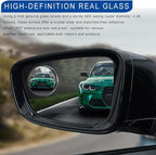 2PCS Blind Spot Mirror, Rear View Mirror Accessories, 2" Round HD Glass Convex 360° Wide Angle Rear View Mirror with ABS Housing, Adjustable Adhesive Side Rearview for Most Vehicles (Silver)