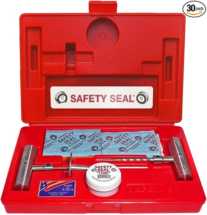Safety Seal KAPC30 Tire Repair Kit for Cars & Light Trucks – Deluxe Combo Plug Repair System with 4” Plugs, Professional Tools, Roadside Emergency Use