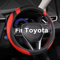 Customized Auto Car Steering Wheel Cover for Toyota Rav4 Corolla Camry Highlander (Black+Red)