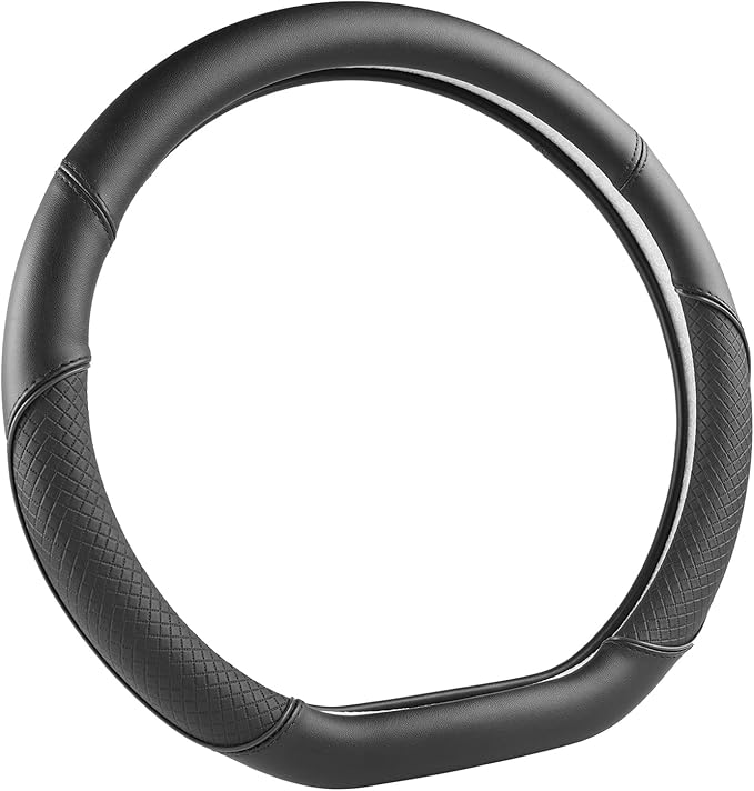 D Shape Steering Wheel Cover for Nissan Rogue Kicks - Auto Car Steering Wheel Cover Customized for Nissan Altima Sentra(Black+Black Line-D-Shaped)