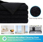 Black Microfiber Cleaning Cloth, 12 Pack Premium Microfiber Towels for Cars, Lint Free, Scratch-Free, Highly Absorbent, Reusable Cleaning Rags for Car, Household, Kitchen, Window, 11.5"X11.5"