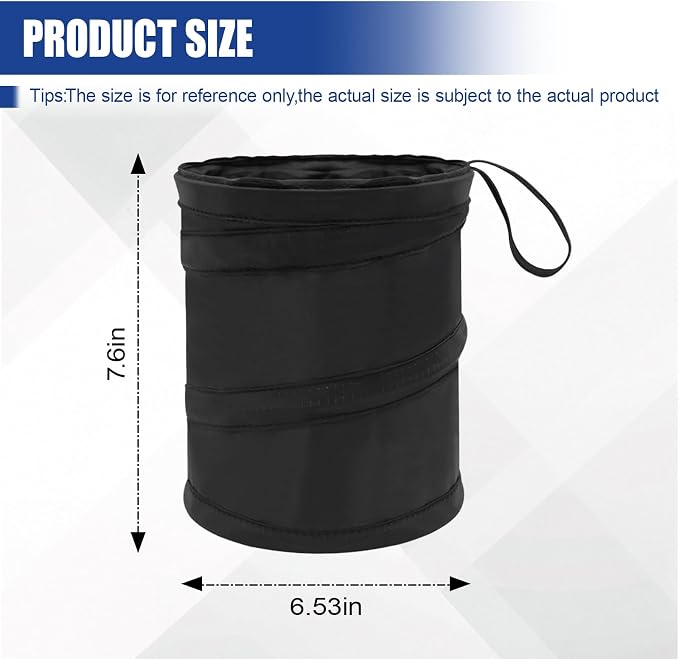 Collapsible Car Trash Can, Mini Portable Auto Garbage Bag, 1PC | Pop-Up Vehicle Rubbish Bin, Waterproof Waste Basket Bin with Magic Sticker, Hanging Washable Auto Trash Bag