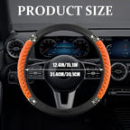 Bling Soft Leather Steering Wheel Cover, Steering Wheel Protector, 15 Inch Rhinestones Car Elastic Protector with Crystal Diamond for Women Girls, Car Accessory for Vehicles (Orange)