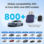 Mini Ultra 2-in-1 Wireless Android Auto for Android 11+ & Wireless CarPlay Adapter for iOS 10+, USB-C/A, Plug & Play, Low Latency, Mini USB Design for OEM Cars, Dark Blue