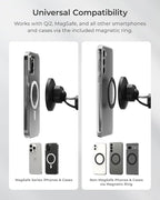iTap 3 Magnetic Flush Mount Car Mount Phone Holder with Magnetic Ring Adapter. Compatible with iPhone, Samsung Galaxy, Google Pixel, Huawei, LG, and All Qi Compatible Smartphones