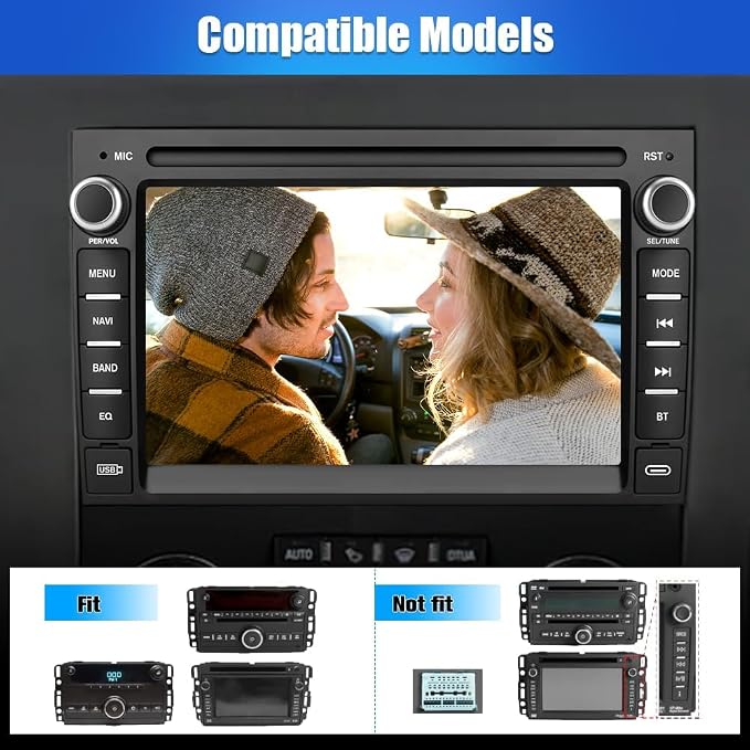 4Core Car Radio Stereo for Chevrolet Chevy Silverado Tahoe GMC Sierra Yukon 2007-2013, 7 inch Touch Screen Head Unit with Android 13 Carplay/Android Auto SWC GPS WiFi Bluetooth FM