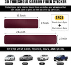 4 PCS Car Door Sill Protectors, Anti Scratch Carbon Fiber Auto Threshold Cover Strips, Decorative Door Entry Edge Scuff Sticker Universal for Most Vehicles, Car Accessories (Wine Red 3D)