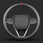 Carbon Fiber Leather car Steering Wheel Cover, Comfortable and Anti-Skid, Universal 15 inch (Black)