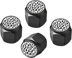Tire Valve Stem Caps Cover,4 Pcs Metal Black Air Valve Cap, Aluminum Car Wheel Stem Caps,Universal Stem Covers for Cars,Trucks,Bikes,Bicycles, Motorcycles,Corrosion Resistant (White Leopard)