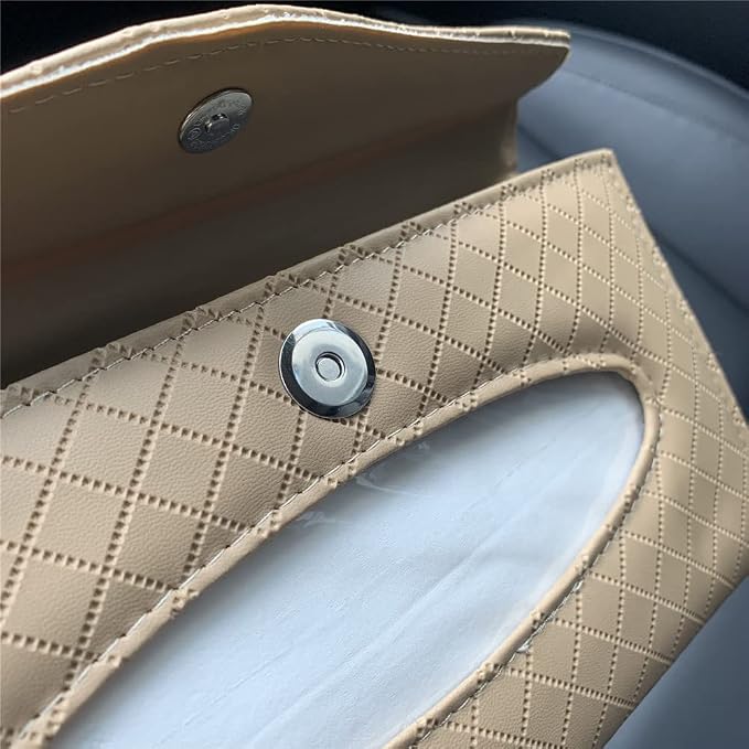Car Tissue Holder, Sun Visor Tissue Holder, Car Visor Napkin Holder, PU Leather Backseat Tissue Case for Car/Truck (Beige)