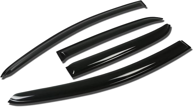 Window Visors Compatible with 07-11 Yaris 4-Door, 4Pcs Front & Rear Tape-On Window Vent Visor Deflectors Rain Guard, Glossy Dark Smoke