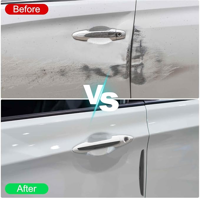 4pcs Car Door Edge Guards Protectors Silicone Side Doors Edge Protector Trim Strip Anti-Scratch Universal Vehicle Exterior Accessories for Car SUV Pickup Truck, Black