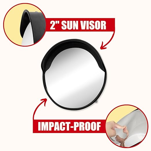 18 Inch Convex Mirror for Blind Spots - Shatterproof with Adjustable 90° Fisheye View - Outdoor and Indoor Safety Mirror for Driveways, Garages, and Hallways