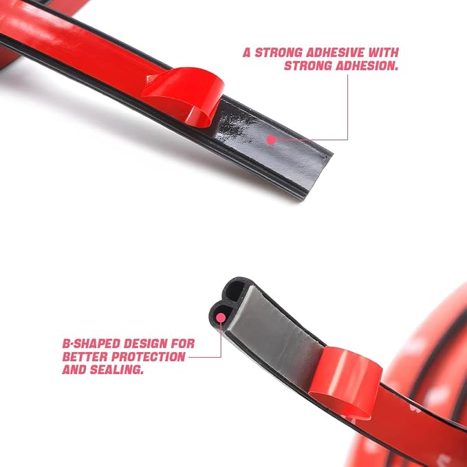 Double Layer Self-Adhesive Car Door Rubber Seal Strip - 5 Holes Sealing Stickers, Noise Insulation Weatherstrip, Edge Protector, Auto Interior Accessories for Tailgate (32.8FT)