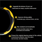 Ultra Fine Carbon Fiber Leather Steering Wheel Cover, Anti Slip and Sun Protective Protect The Steering Wheel, Easy to Install,Universal of 14.5"-15" (Yellow)