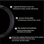 Ultra Fine Carbon Fiber Leather Steering Wheel Cover, Anti Slip and Sun Protective Protect The Steering Wheel, Easy to Install,Universal of 14.5"-15" (Black)