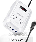 200W Car Power Inverter DC 12V to 110V AC Inverter with PD 65W/30W USB C & 2 QC 18W USB Ports & 2 AC Outlets,Car Pluɡ Adapter Outlet for Laptop/Phone/Road Trip