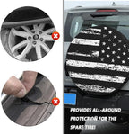 14" Spare Tire Covers for Tire,USA Flag Trailer Spare Tire Cover for All-Around Protection,Universal Spare Tire Covers for Trailers Fits Cars SUVs Trucks Diameter 25.59"-27.2" (14 inch)