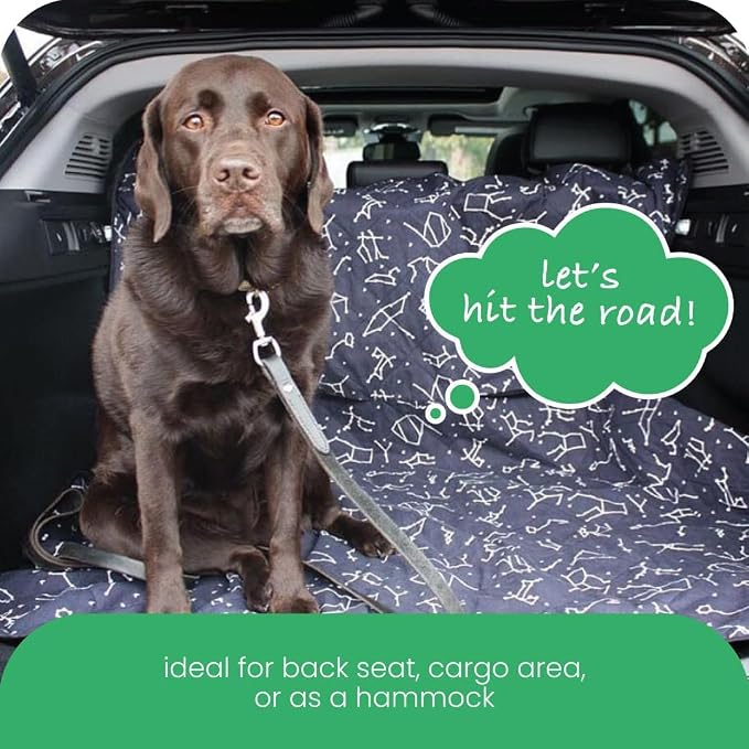 3-in-1 Back Seat Cover for Dogs, 100% Cotton Canvas Back Seat Hammock with Headrest Straps, Belt Slots, & Anchors, Non-Skid Cargo Area Cover, Machine Washable, No Harmful Chemicals, 56"x56"