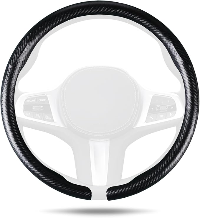 Car Steering Wheel Cover Carbon Fiber, Ultra-Thin Car Steering Wheel Cover,Comfortable & Breathable Microfiber,Universal Fit for Most Cars