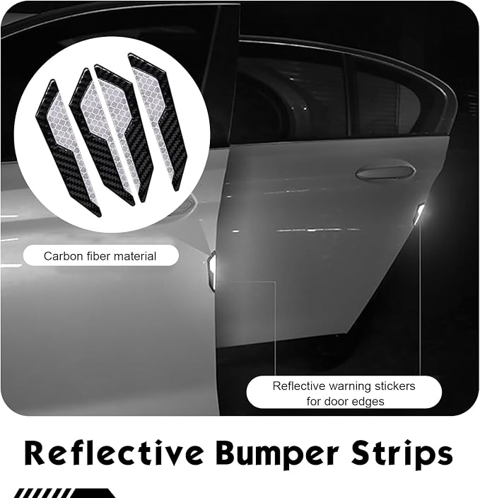 4 PCS Car Door Edge Guard Stickers, Reflective Car Door Edge Protector, Anti-Scratch & Anti-Collision Side Doors Warning Guard Strips, Auto Body Self Adhesive Strips for SUV Truck (White)