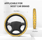 Yellow Cute Bee Insects Cartoon Steering Wheel Cover Car Accessories Cute for Women Girls Girly Universal 15 Inch Neoprene Auto Interior Decor Anti Slip Car Truck Protector