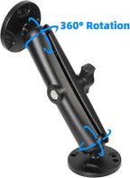 Fish Finder & 1" Ball Mount with Aluminum Long Arm, AMPS Round Plate for RAM Mounts/GPS/Boats/Vehicle, T-Bolt Attachment for Track Systems, Compatible with Humminbird, Raymarine